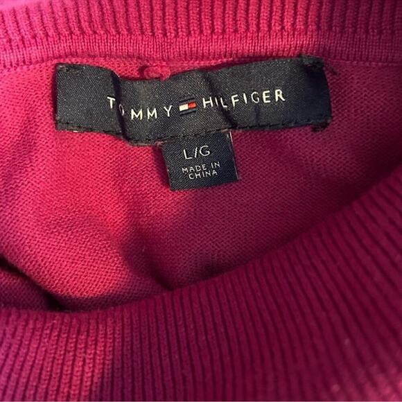 Tommy Hilfiger Magenta Turtleneck Sweater Button Cuff Size L Retro - Picture 8 of 14